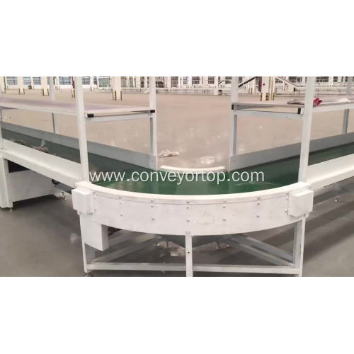 Industrial production line with pvc curve belt conveyor